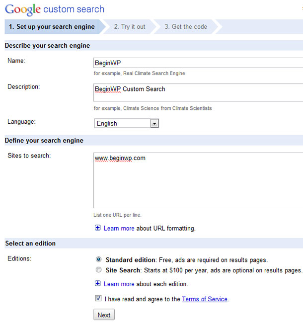 create search engine