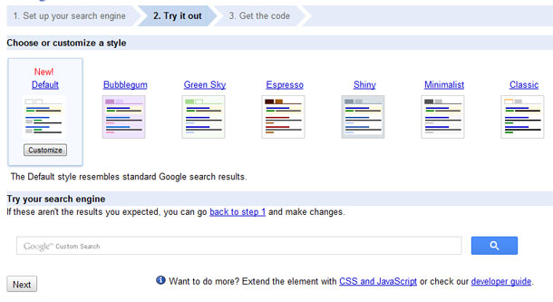 Styling search engine