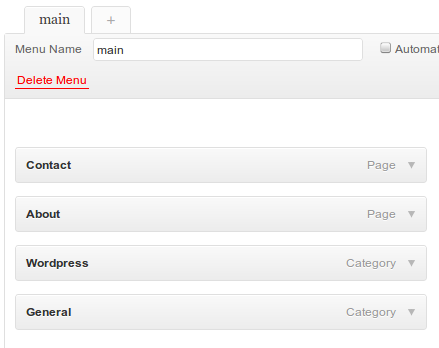 Menu before replacing