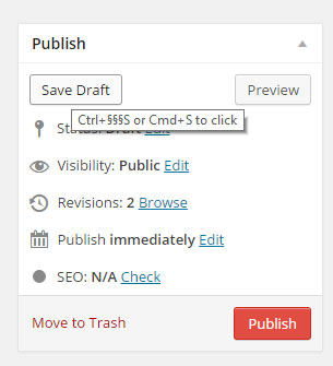 save ctrl + s in wordpress