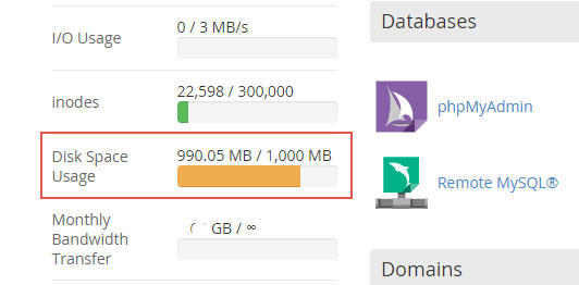 cpanel-disk-space