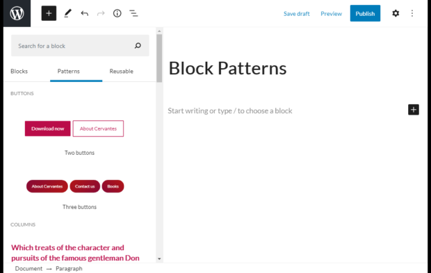 How to add Block Patterns