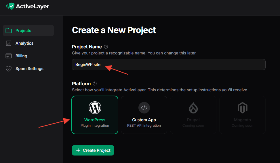Finding your API key in the ActiveLayer dashboard